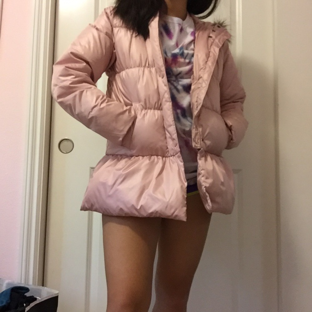 pink heavy duty puffer jacket